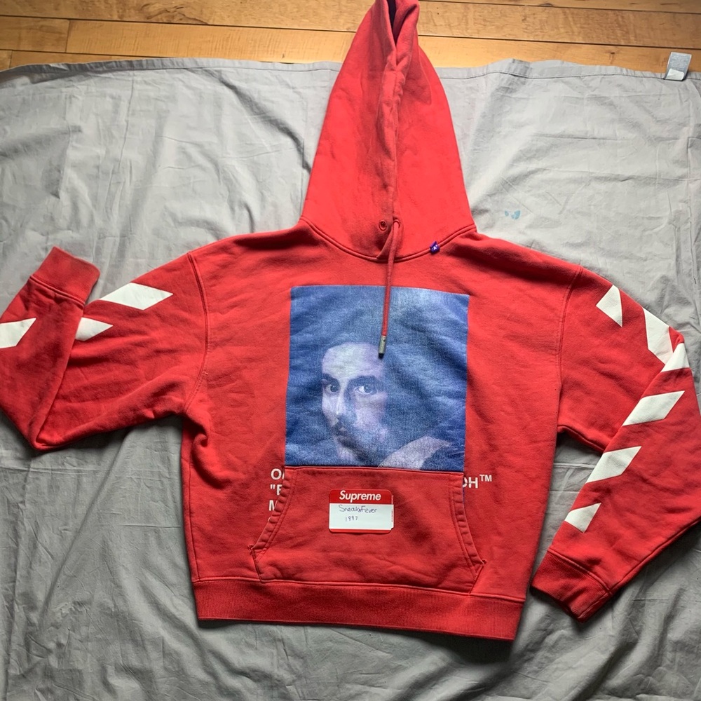 OFF-WHITE 18AW Diagonal Bernini Red Hoodie (XS)